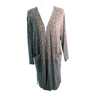 Nine West Women's Gray Long Sleeve Open Front Long Cardigan Sweater Size Small